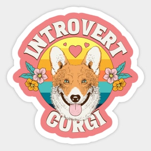 Introvert corgi dog puppy owner typography logo | Morcaworks Sticker